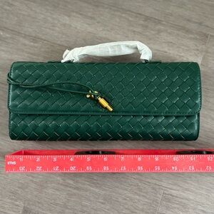 Green Woven Leather Clutch